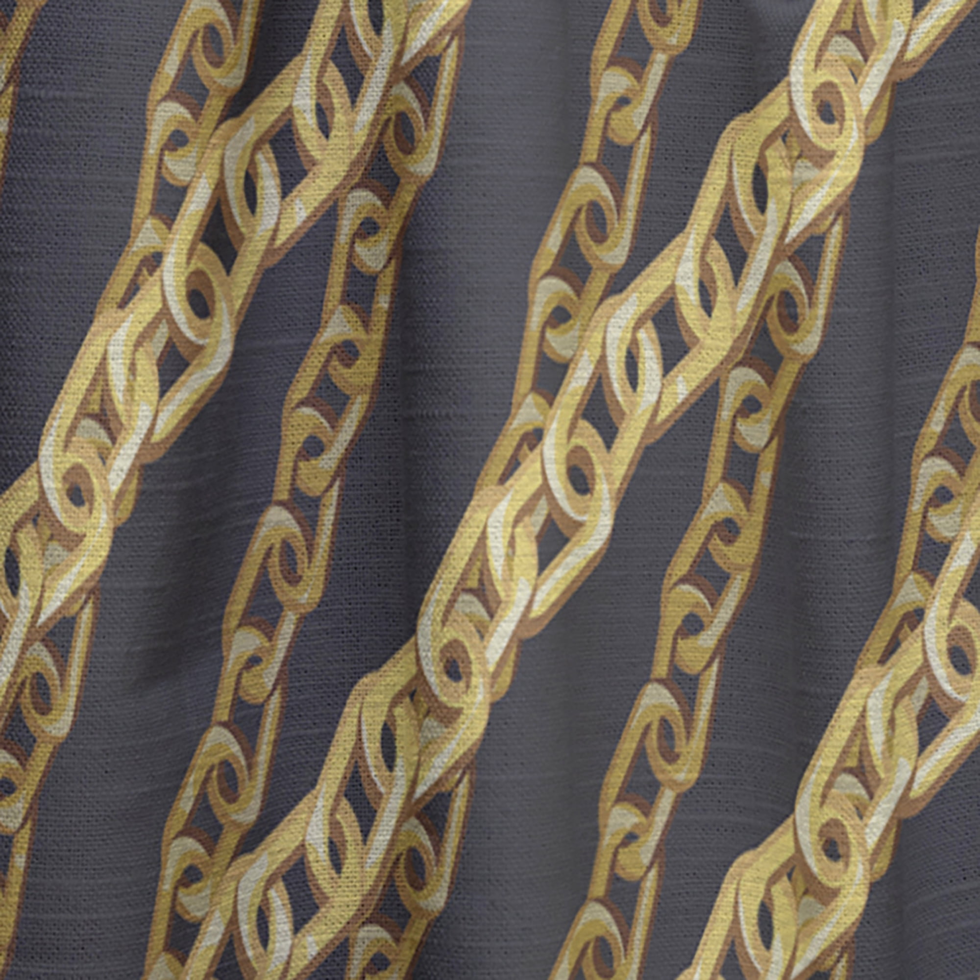 Designart 'Golden ZigZag Chain On Black' Mid-Century Modern Curtain Panel