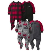 Gerber Baby & Toddler Boys Microfleece Blanket Sleeper Pajamas, 4-Pack (0/3 Months-5T)