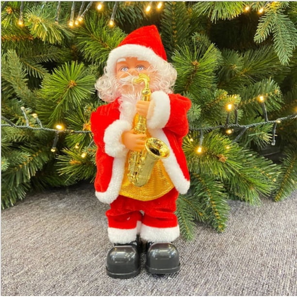 Music Santa Claus Doll Elk Sled Toy Universal Electric Car with Children Kids Christmas Electric Toy Doll Home Xmas Decor Gifts