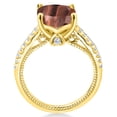 thumbnail image 3 of Gem Stone King 3.77 Cttw Red Tiger Eye and White Created Sapphire 18K Yellow Gold Plated Silver Ring for Women | Wedding Engagement Anniversary Promise Ring for Women | Size 7, 3 of 6