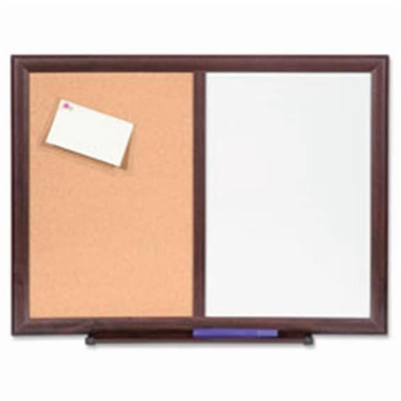 Dry-Erase Bulletin Board Combo, 24 in. x 18 in., Mahogany