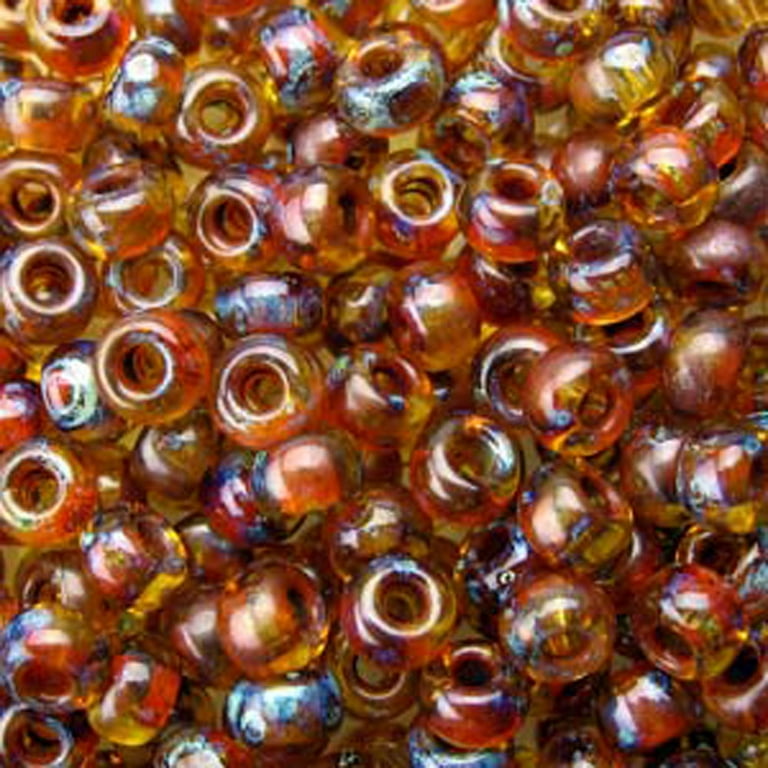 Miyuki Seed Beads - Picasso Transparent Saffron 8/0