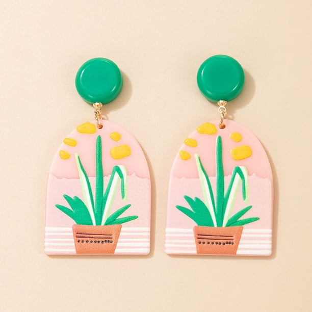XWSHYW Pendientes y Plante Una Variedad de Colores Una Variedad de Diseños Pendientes con Estampados Preciosos