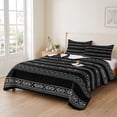 thumbnail image 2 of Twin Quilt Set 68''x86'', Black White Geometric Lightweight Summer Bedspread Coverlet Set with 2 Pillow Shams, Modern Striped Plaid Abstract Art Breathable All Season Quilt Bedding for Dorm/Bedroom, 2 of 9