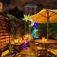 thumbnail image 5 of Carillón de viento LED con energía solar que cambia de color en espiral, decoración romántica para exteriores para patio, jardín con gancho (luna y estrella), 5 of 5