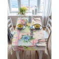 thumbnail image 3 of Easter Rectangle Tablecloth, Vintage Colorful Bunny Eggs Flowers Polka Dot Plaid Waterproof & StainResistant Tablecloth, Washable Oil-proof Table Cover for Dining/Party/Wedding/Buffet 52x70 In, 3 of 9