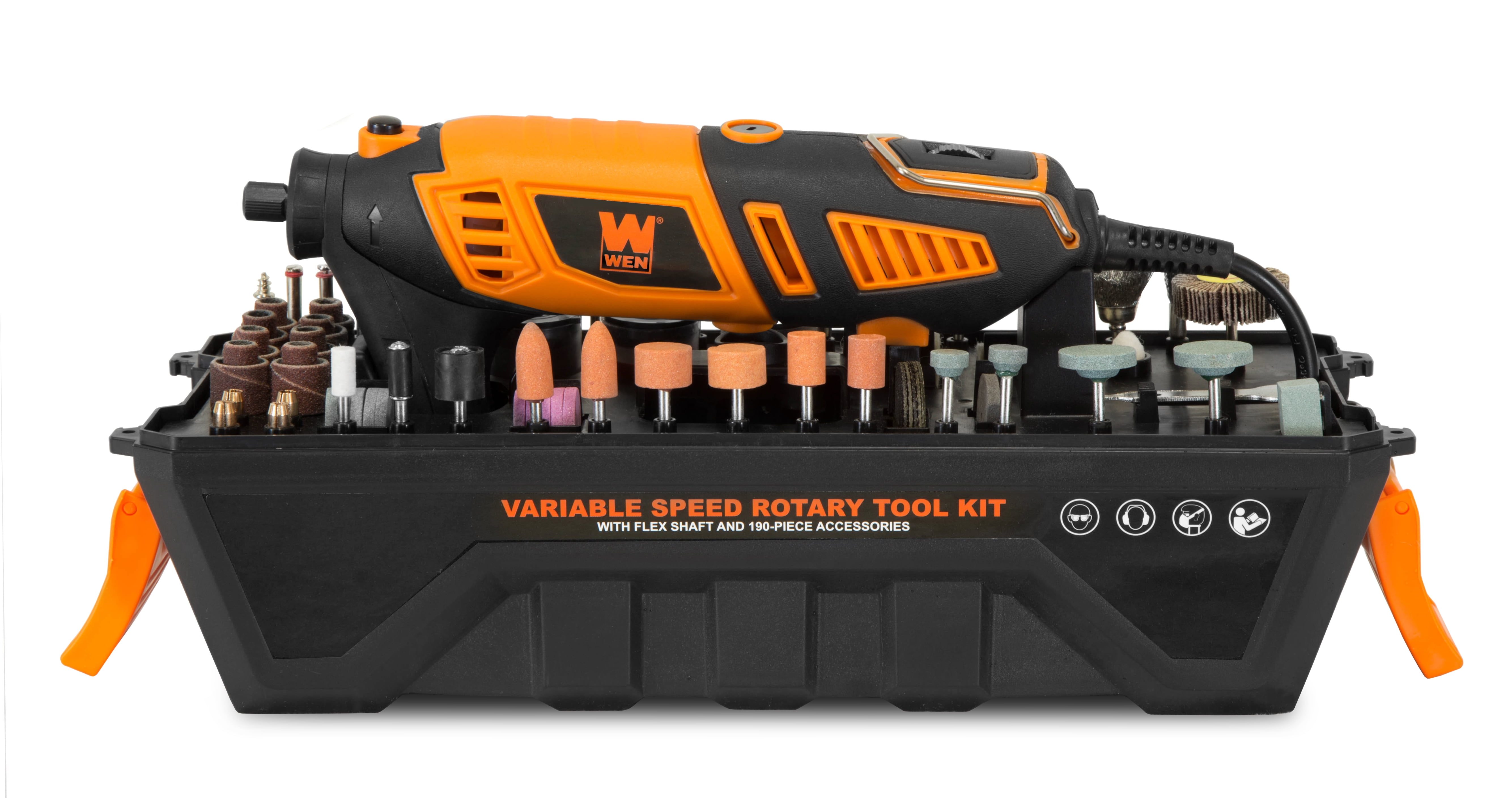 WEN 1.3-Amp Variable Speed Steady-Grip Rotary Tool with 190-Piece Accessory  Kit, Flex Shaft and Carrying Case, 23190