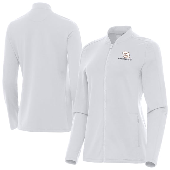 Women's-Antigua  White Austin Dillon Continual Full-Zip Jacket