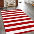 thumbnail image 3 of Red Striped Large Area Rugs for Bedroom Living Room, Soft Non Slip Carpet Bedside Rug, Christmas Farmhouse Red White Stripes Rectangular Floor Cover Kitchen Accent Rug 4'x6' for Dining Room/Office, 3 of 9