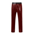 thumbnail image 4 of HOOMEUMY Sequin Pants Men Dress Pant Fashion Vintage Shiny Sparkly Straight Leg Trousers (Red,M), 4 of 6
