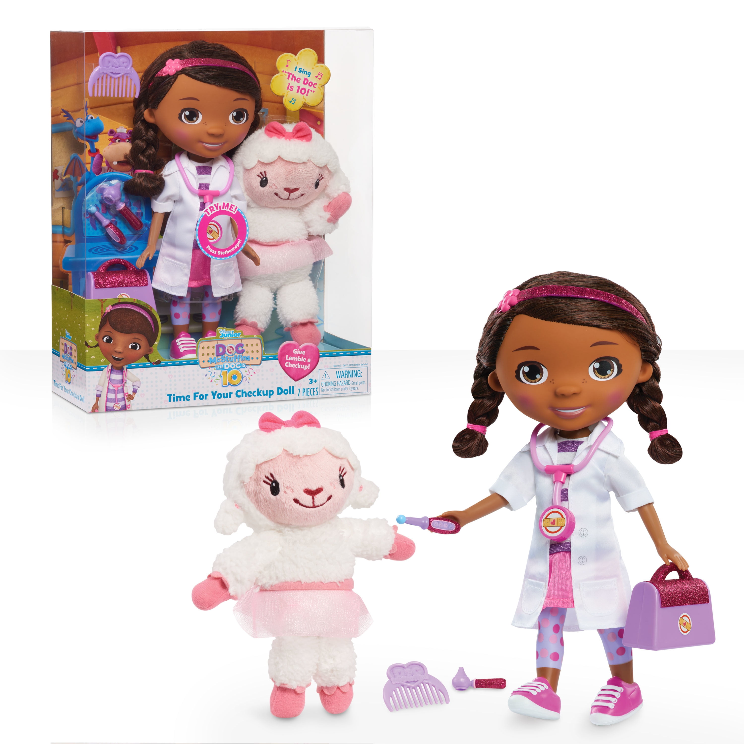 Disney Junior Doc McStuffins 10th Anniversary Time For Your Checkup Doll and Accessories, Officially Licensed Kids Toys for Ages 3 Up, Gifts and Presents