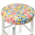 thumbnail image 3 of Balery Watercolor Wildflowers Velvet Round Bar Chair Cushion Cover Adjustable, Protects From Scratches And Stains, Soft & Washable Ideal For Wooden And Metal Stools - 12 Inch, 3 of 7