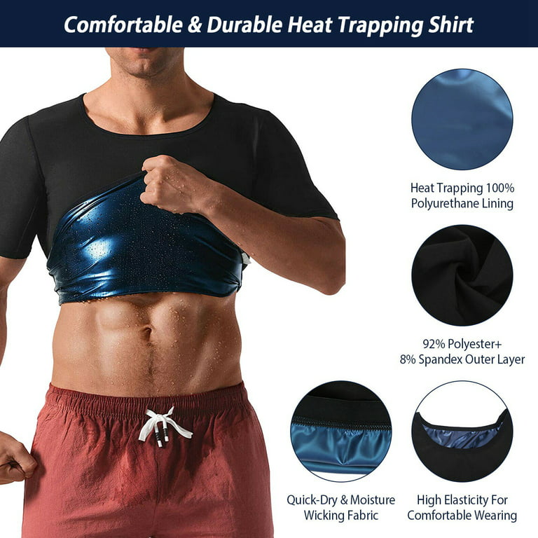 NPolar Men Heat Trapping Shirt Body Shaper Vest Pullover Sauna Sweat Suits  Short Sleeve Compression Top, 2XL_3XL