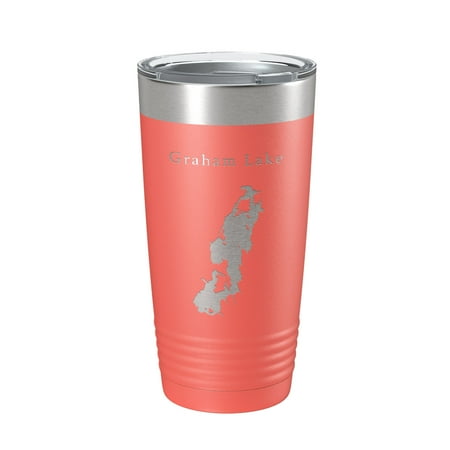 

Graham Lake Map Tumbler Travel Mug Insulated Laser Engraved Coffee Cup Maine 20 oz Coral