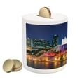 thumbnail image 2 of Chicago Skyline Piggy Bank, Landmark Fountain in the Center of Grant Park Night View City Scene, Ceramic Coin Bank Money Box for Cash Saving, 3.6" X 3.2", Multicolor, by Ambesonne, 2 of 4