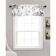 thumbnail image 3 of Grey Summer Botanical Linen Curtain Valance for Bedroom/Bathroom/Kitchen/Office/Living/Dining Room Window,Watercolor Birds Spring Floral Rod Pocket Topper Decorative Cafe Drapes Panel 60"x18", 3 of 6