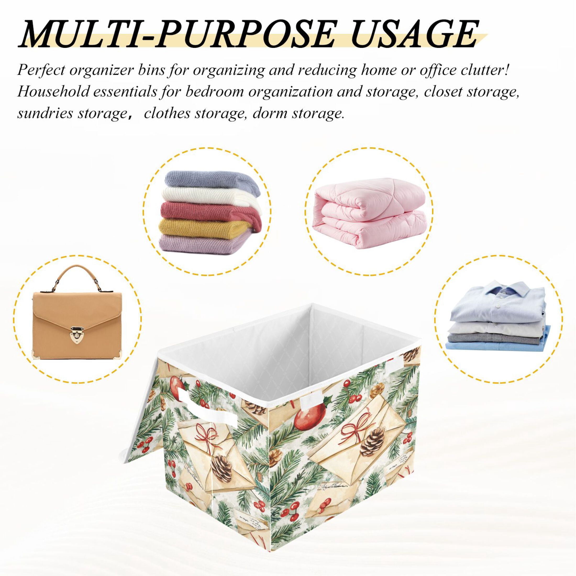 Storage Box With Lid 16.5x12.6x11.8In Foldable Stacked Household Storage Box Christmas Envelope Picture