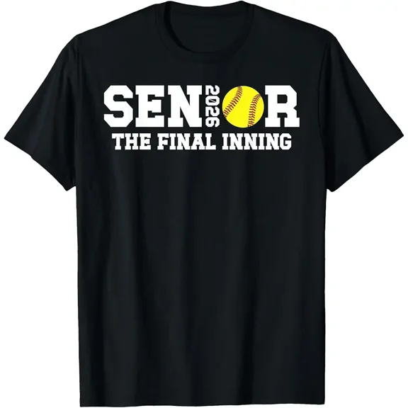 Senior 2026 The Final Inning Softball Baseball Graduation Class of 2026 Sports Athlete Graphic T-Shirt Retro Funny Cute Apparel