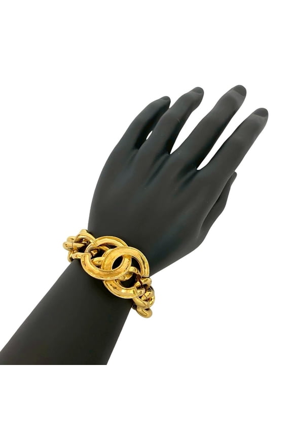 Pre-Owned CHANEL Vintage Coco Mark Chain Bracelet Bangle Gold 74807 (Good)