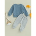 thumbnail image 4 of Bagilaanoe 2PCS Toddler Baby Boy Long Pants Set Letter Print Long Sleeve Sweatshirt Pullover Tops + Sweatpants 6M 12M 18M 24M 3T Kids Casual Sweatsuits, 4 of 8