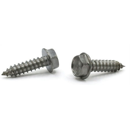 

#8 x 1 Type AB Self-Tapping Screws / Unslotted / Hex Washer Head / 18-8 Stainless Steel / Serrated - 2500 Piece Carton