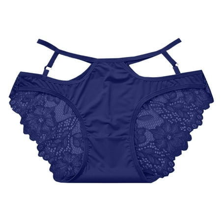 

KaLI_store Lingerie for Women Womens Bikini Panties Underwear Lace Hipster Seamless Hi Cuts Blue One Size