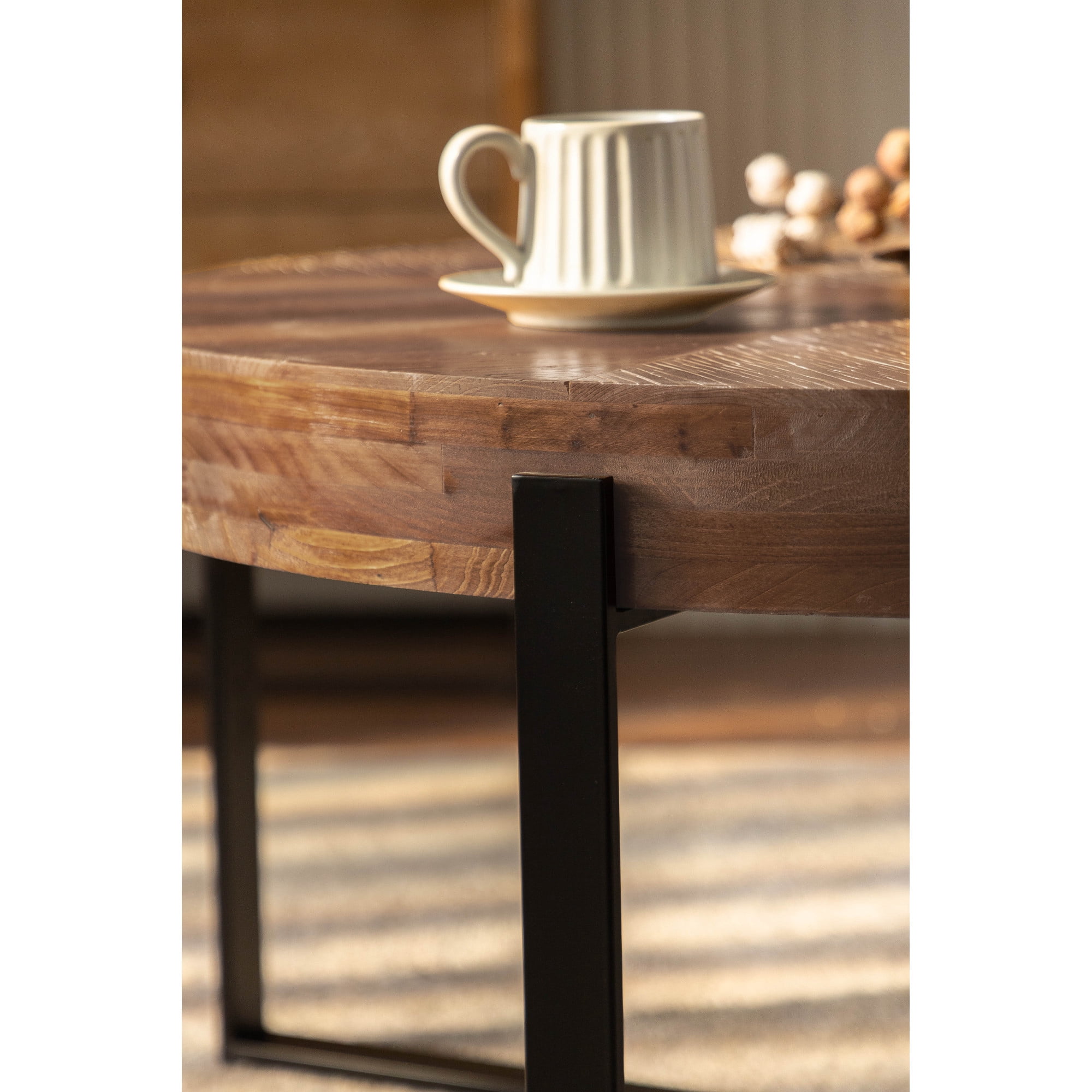 Heyizhuo 33.86" Modern Retro Splicing Round Coffee Table