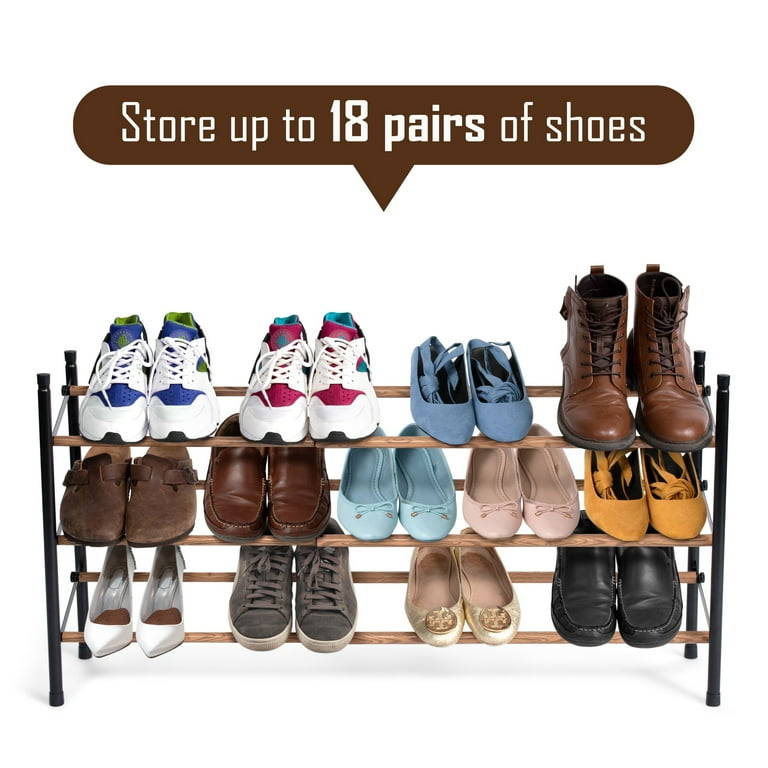 Juvale Free Standing 3 Tier 18 Pair Shoe Rack Shelf Organizer For