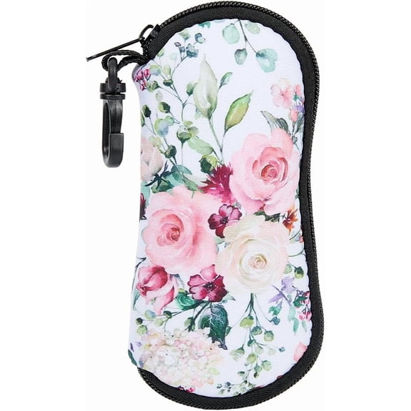 Portable Glasses Case Slim Sunglasses Case Bags Ultra Light Neoprene Zipper Eyeglasses Case Pouch Soft Travel with Belt Clip Cleaning Cloth