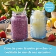 thumbnail image 3 of Mason Jar Drinking Glasses With Handle  6 Pack 16 Oz Vintage Embossed Blue Cups For Iced Coffee Juice Tea And Beer, 3 of 6