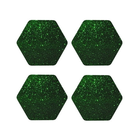 

Tideii Green Sparkling for Leather Coasters 4 Pieces Anti-fouling and Anti-scalding Decorative Coasters Suitable for Restaurants Kitchens Coffee Shops-Hexagon