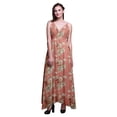 thumbnail image 1 of Bimba Robe Longue à Imprimé Floral pour Femmes, Bretelles Spaghetti, Col en V, Maxi, Tenue de Plage - Grand, 1 of 6