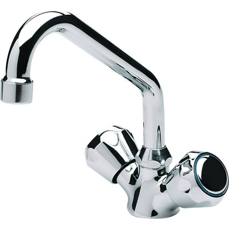 Spout Knob - Scandvik 10422 Chrome Plated Brass Galley Mixer Faucet with Swivel Spout, Standard Knob