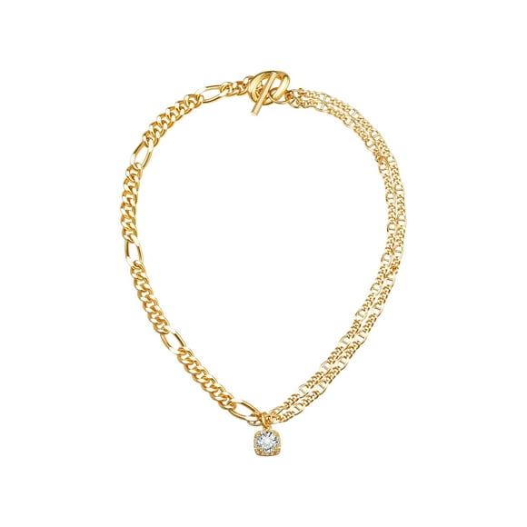 Double Layered Solitaire Pendant Necklace