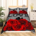 thumbnail image 3 of Yibo Black White Dog Romantic Theme Duvet Cover - Premium Polyester Duvet Cover with Zipper Closure, 3 Piece Set, Includes 1 Duvet Cover and 2 Pillow Cases, No Comforter, 3 of 5