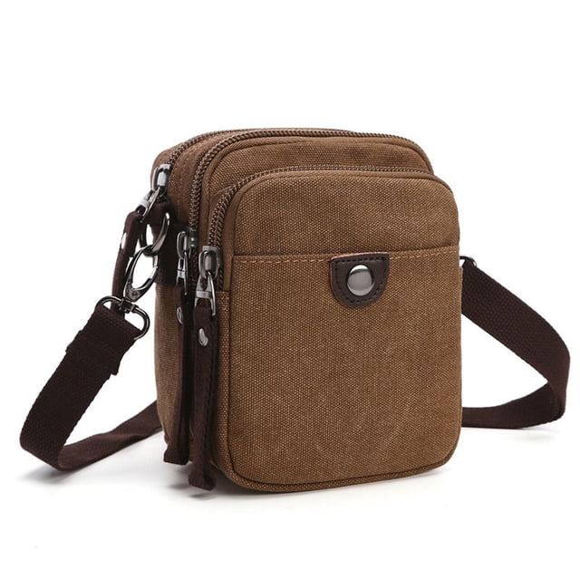 Bandolera de lona casual con múltiples bolsillos para hombres y mujeres