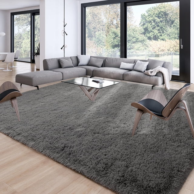 Alfombra Merelax, 244 x 305 cm, suave felpa, color carbón
