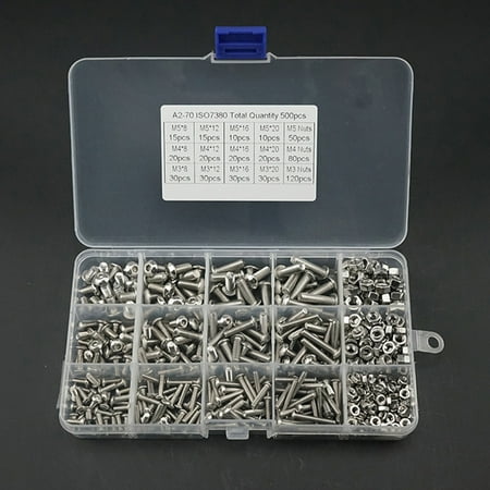 

480Pcs M2-M4 Screws Set With Storage Box Stainless Steel Hex Socket Head Cap Screw Nut Kit
