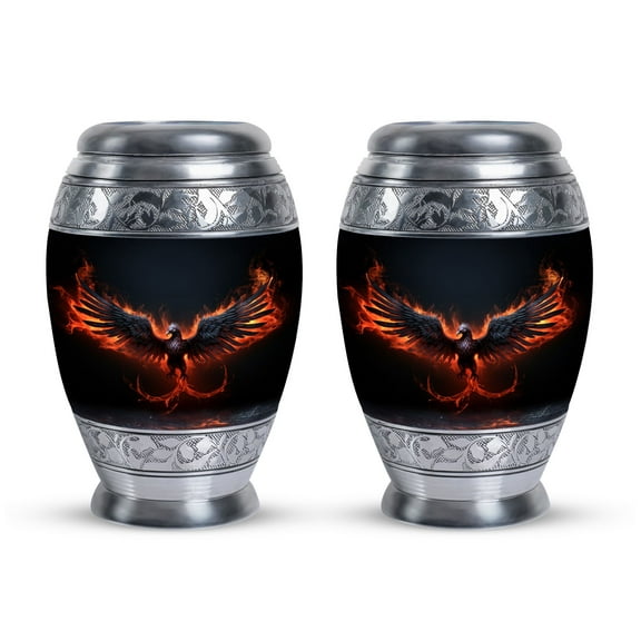 Black Phoenix In Red Fire Keepsake Urns For Human Ashes - Memorial Urns For Human Ashes - Urns For Human Ashes - Small Urns For Ashes Mom - Cremation Urn Human Ashes (Size -3",2pcs)