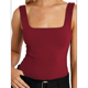 thumbnail image 1 of Camisetas Sin Mangas Ajustadas con Cuello Cuadrado para Mujer, de Doble Capa, Sin Costuras, Ajustadas, Básicas, -Verano 2025 Rojo XL, 1 of 9