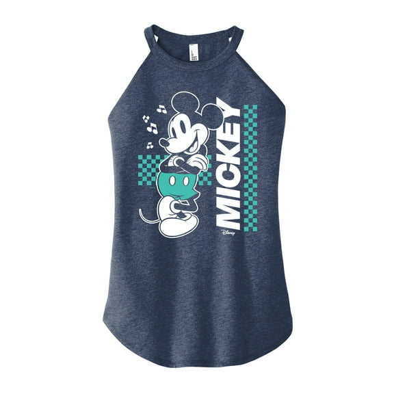Disney - Mickey & Friends - Checkered Retro Design - Juniors High Neck Tank Top