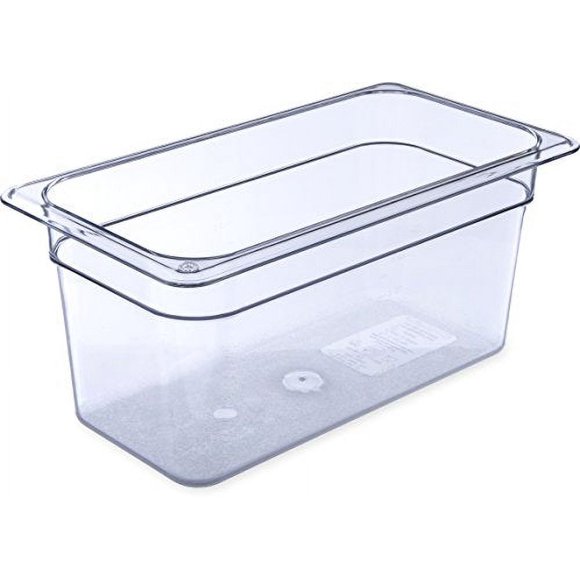 Carlisle FoodService Products Storplus Food Storage Container Food Pan, Chafing Pan with Spoonable Corners for Catering, Buffets, Restaurants, 1/3 Size 6 Inches Deep, Clear