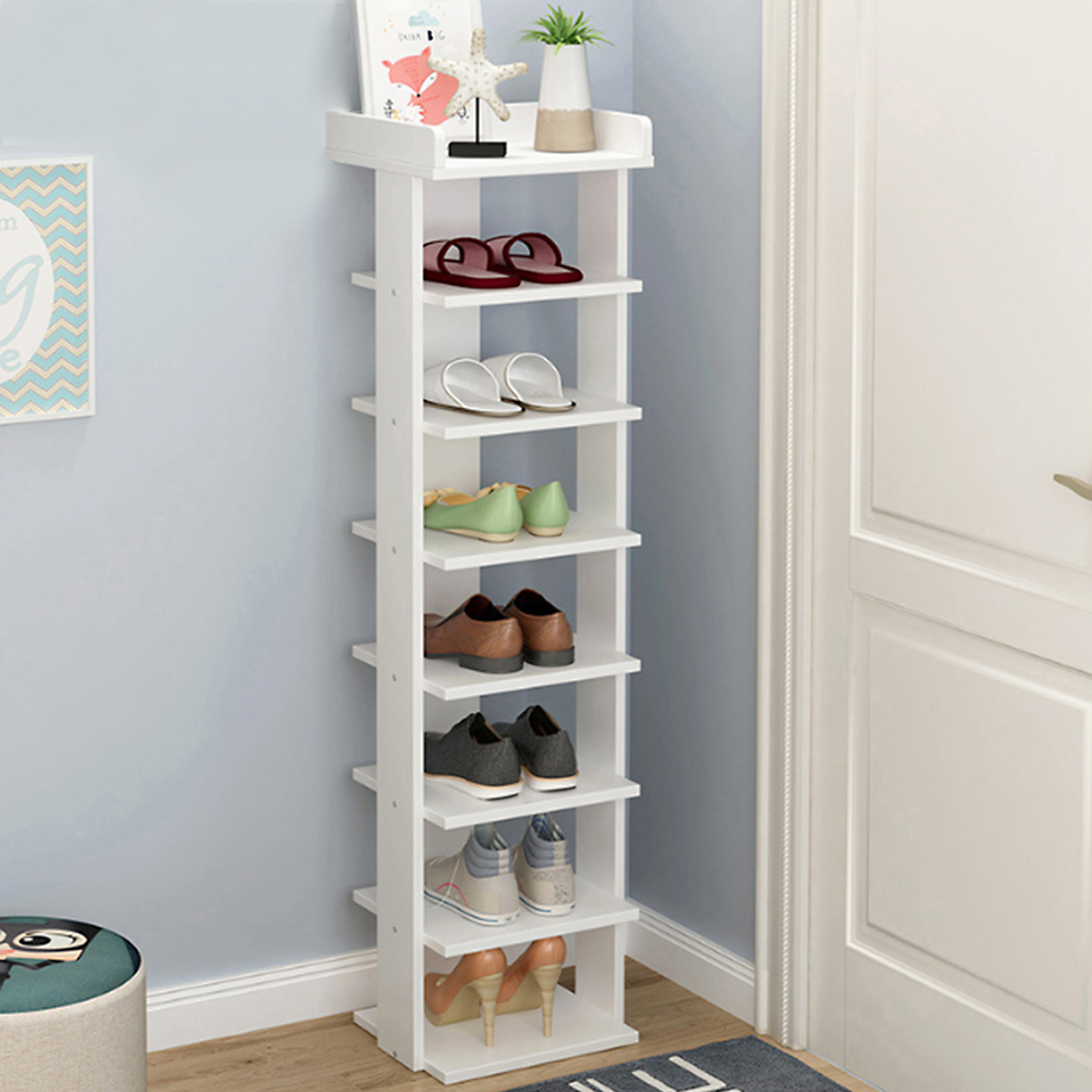 7 Tiers Indoor Outdoor Wooden Shoes Storage Stand Shoe