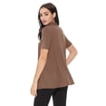 thumbnail image 4 of Women's Loose Fit Short Sleeve Draped Open Front Office Wear Solid Cardigan  Mocha M, 4 of 7