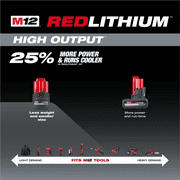 Milwaukee 12V 2.5Ah Power Tool Battery, 2 Pack