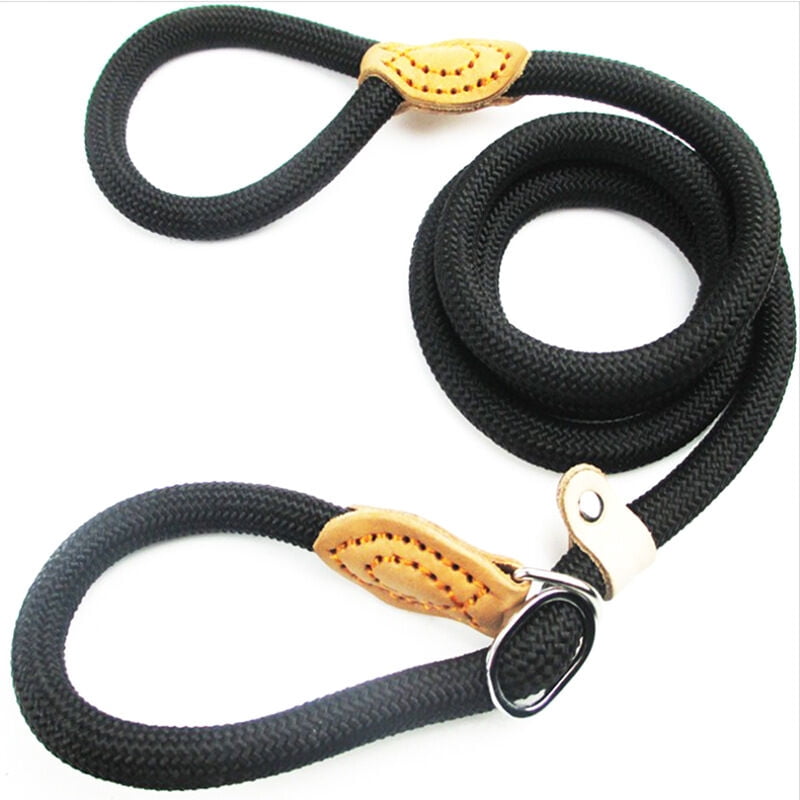 Jinsinto1.5m Nylon Dog Leash, Black Rope Dog Leash, Rope Dog Leash, Dog Training Leash, Sliding Dog Leash, Dog Lasso Leash, Dog Leash Collar for Small and Medium Dogs