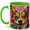 Green, variant on Colorful Corgi Coffee Mug, Rainbow Dog Mug, Ceramic 11 oz