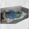 thumbnail image 6 of Lion Soft Flannel Fleece Throw Blanket, Lion Portrait with Digital Hazy Effect King of Forest Illustration, Cozy Plush for Indoor and Outdoor Use, 70" x 90", Pale Blue Turquoise, by Ambesonne, 6 of 6