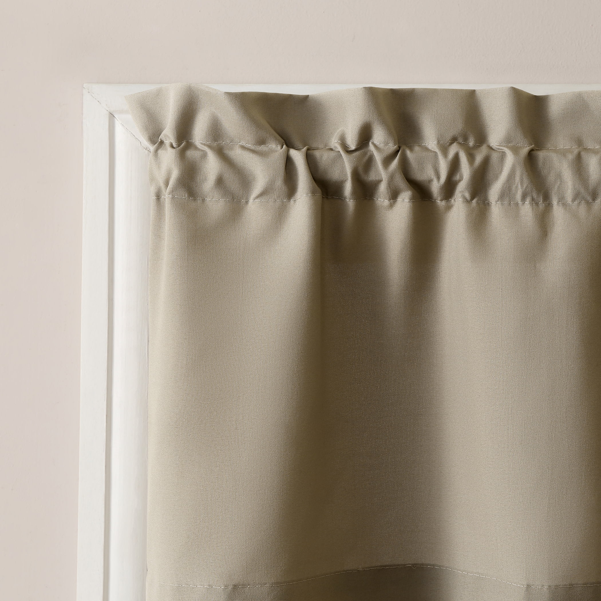 Mainstays 3-Piece Semi Sheer Rod Pocket Kitchen Window Tier Pair and Valance, 2 Café Curtains and 1 Curtain Valance, Taupe, 54"W x 36"L