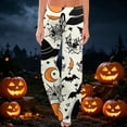 thumbnail image 2 of Domzest Womens Halloween Pajama Pants Halloween Graphic Wide Leg Pj Bottoms Drawstring Elastic Waisted Cute Sleepwear Complexion M, 2 of 6